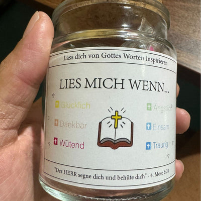 Glas mit Bibelversen